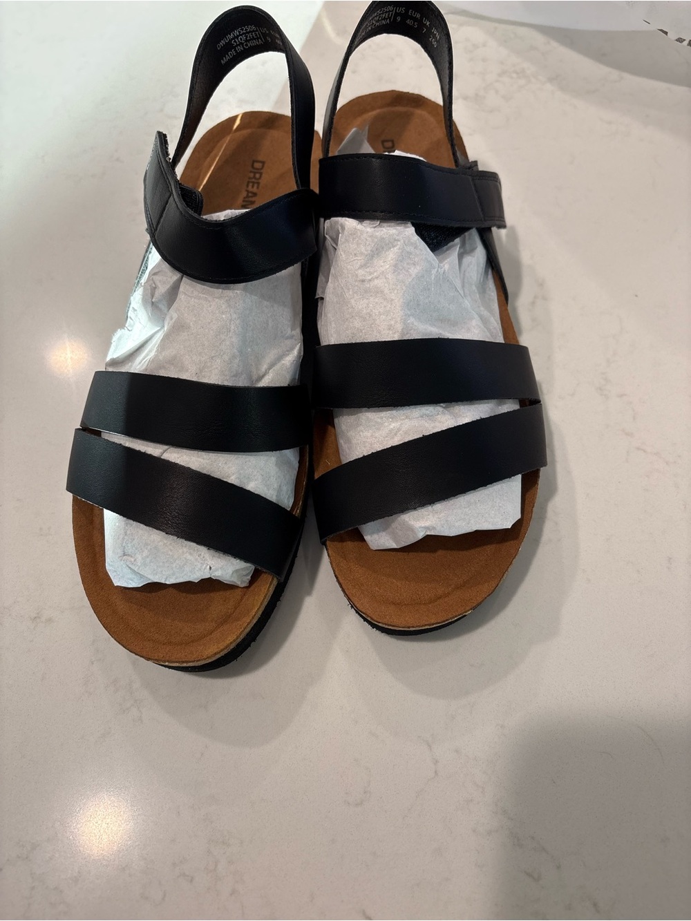 Dream Pairs Black Strappy Sling Sandals with Adjustable Back